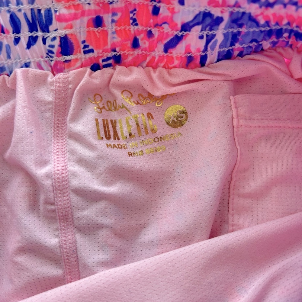 Lilly Pulitzer Athletic Shorts in Pink and Blue with Tropical Print - Picture 4 of 11